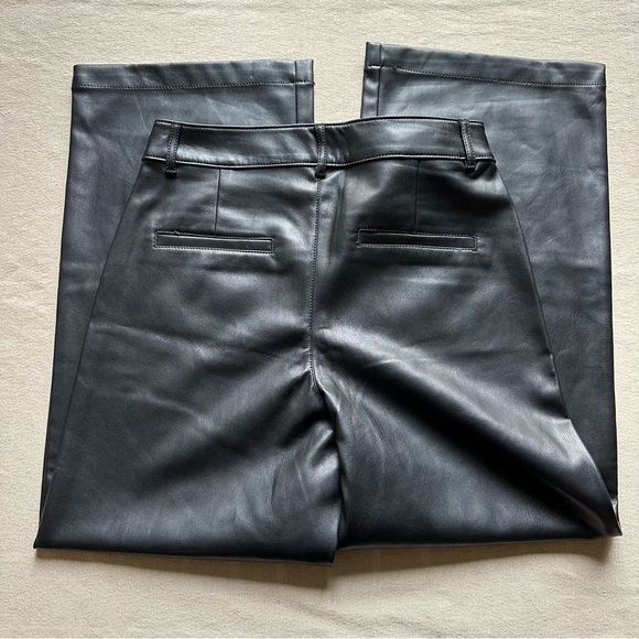 LOFT Palmer Wide Leg Black Crop Pants in Faux Leather - Picture 7 of 7